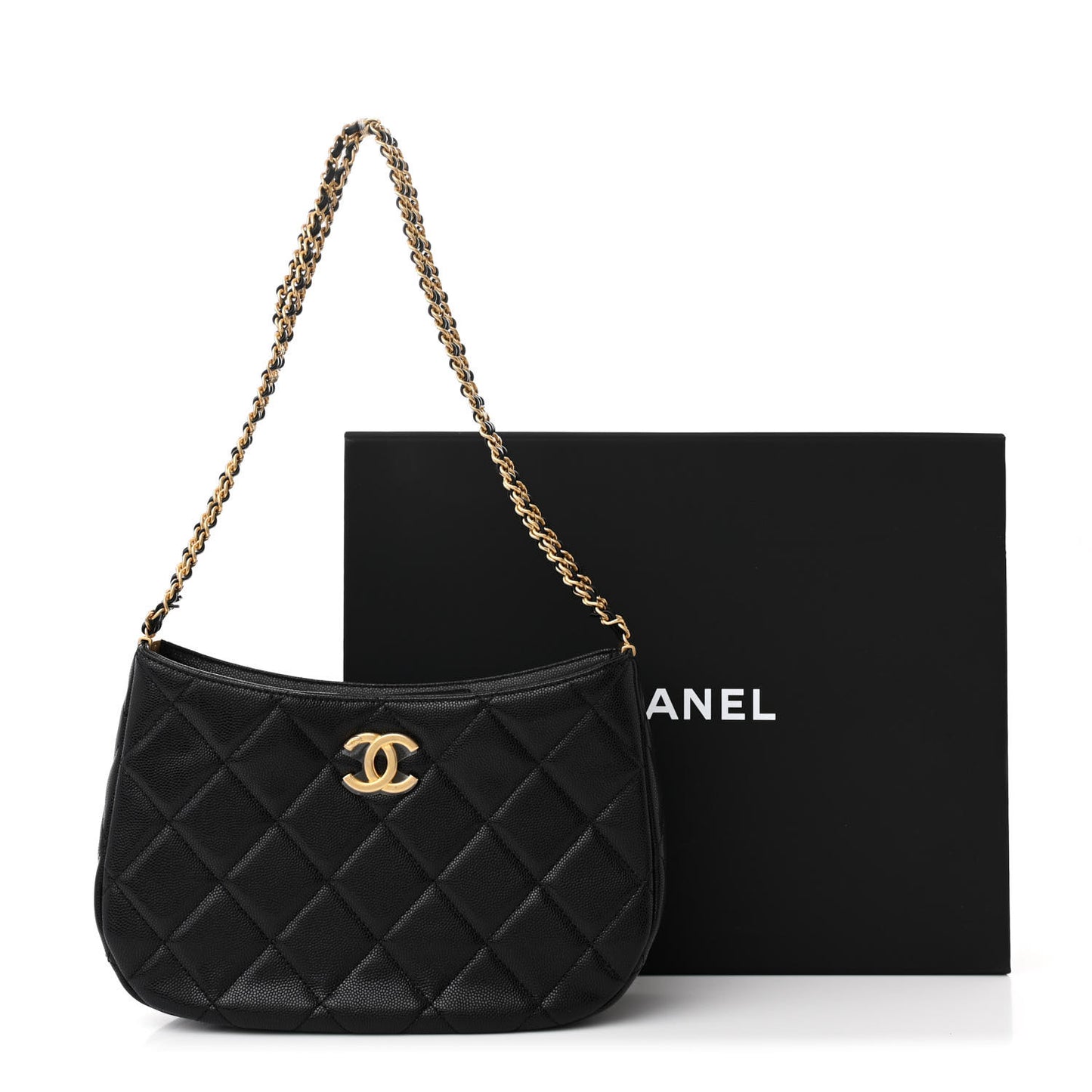 Caviar Quilted Hobo Black