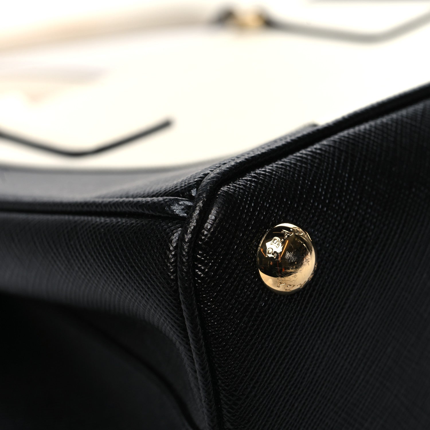 Prada Saffiano Lux Small Bi-Color Galleria Double Zip Tote Black White 11 of 13