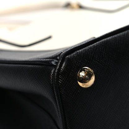 Prada Saffiano Lux Small Bi-Color Galleria Double Zip Tote Black White 11 of 13
