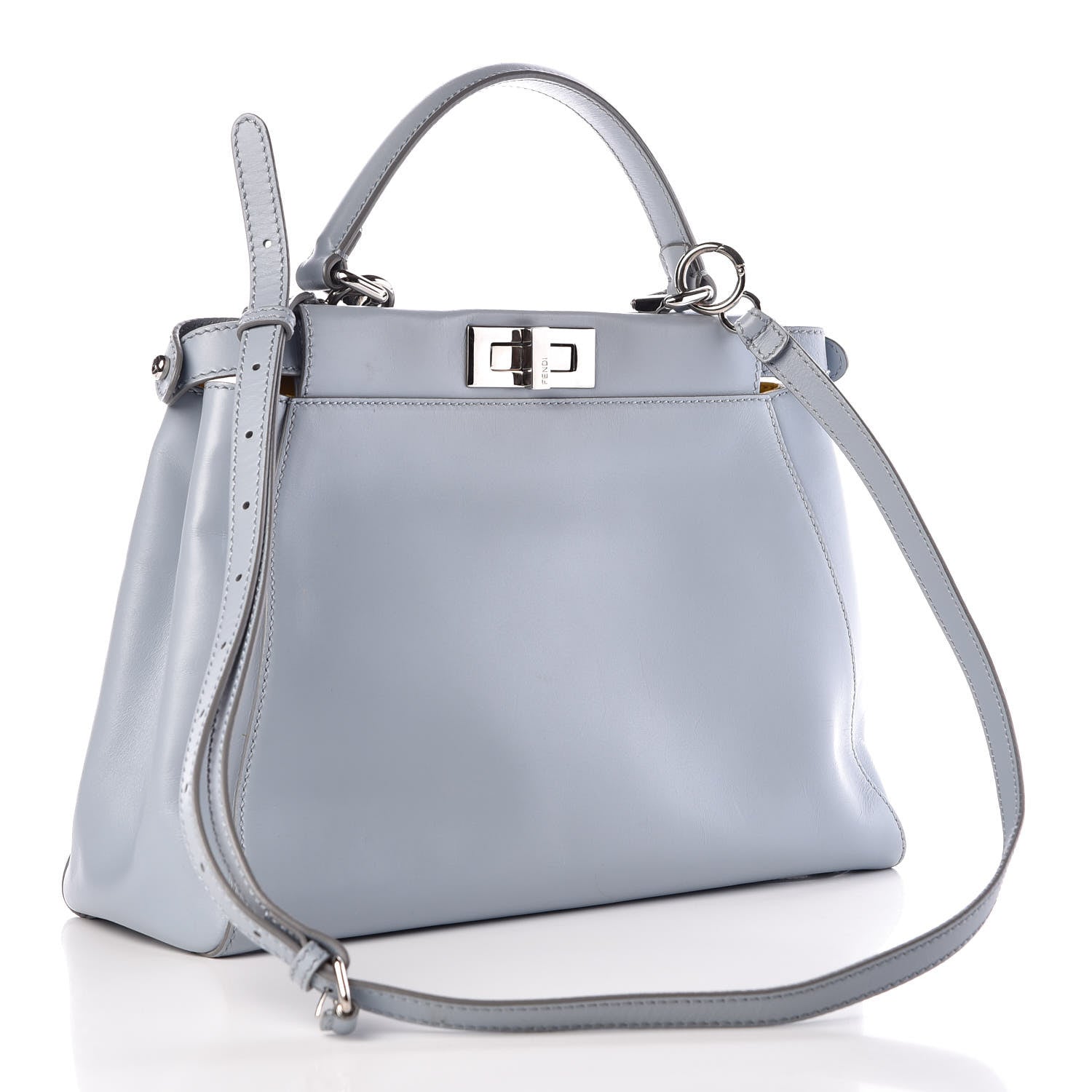 Fendi Vitello Morgan Shiny Nappa Medium Peekaboo Iconic Satchel Polvere Sunflower 3 of 8