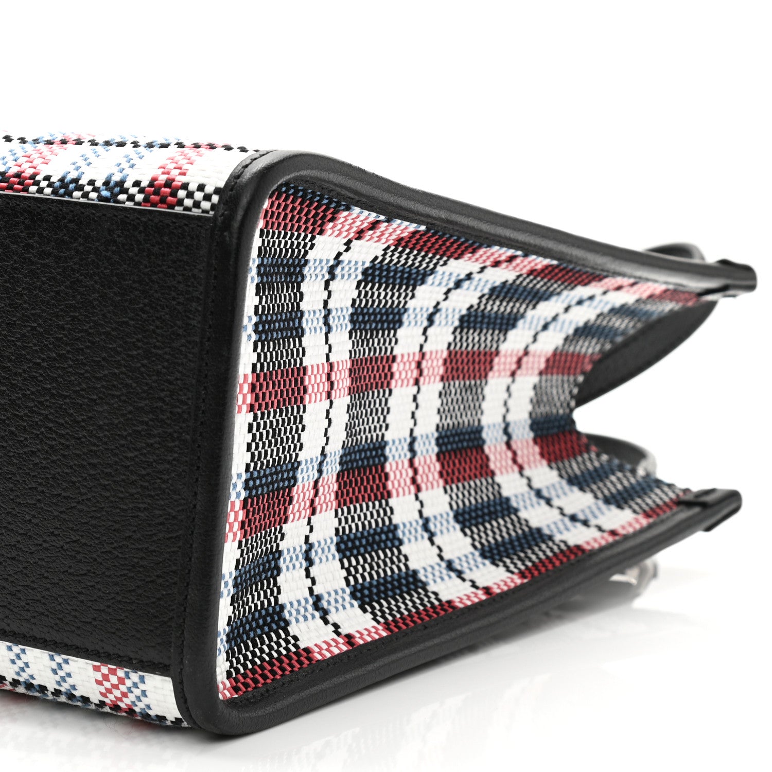 Gucci Canvas Plaid ICCUG Embroidered Small Tote Bag Black White Red Blue Smile Yellow 10 of 10