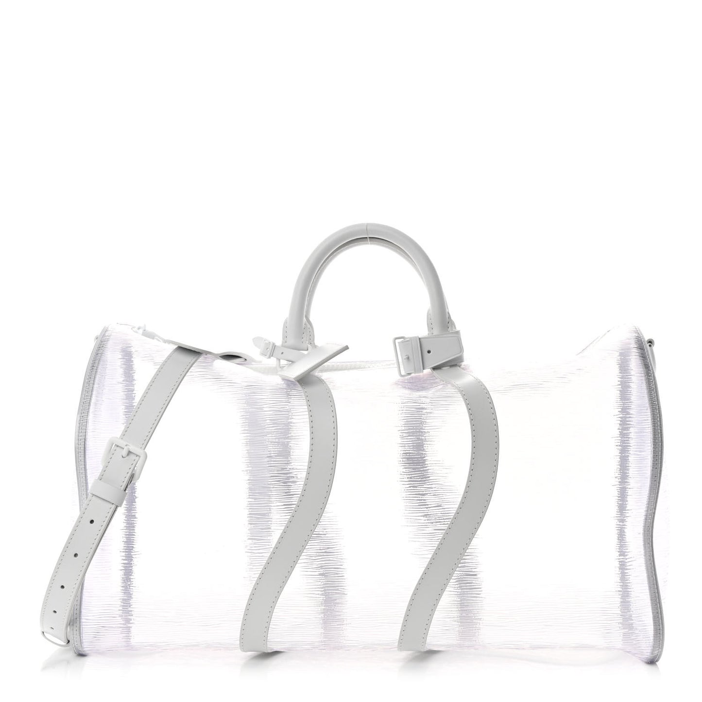 PVC Epi Embossed Wavy Keepall Bandouliere 50 White