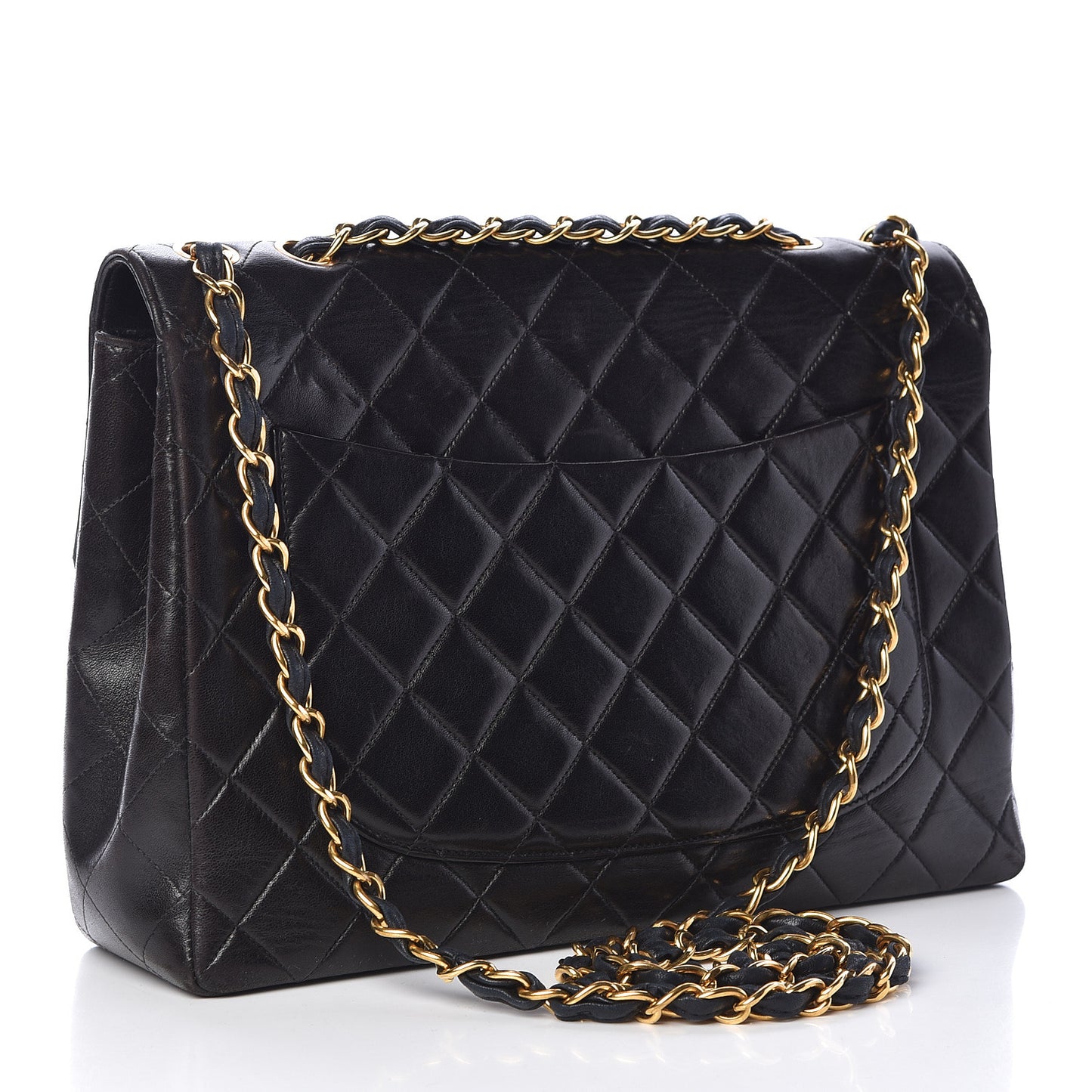 Lambskin Quilted Jumbo Single Flap Black