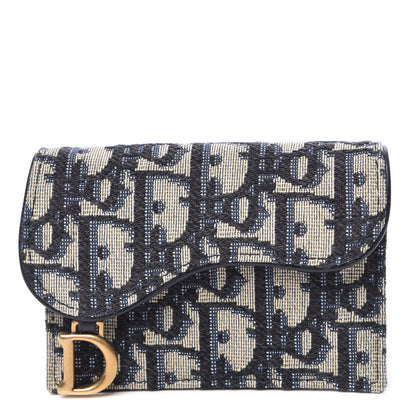 Christian Dior Oblique Saddle Card Holder Blue 1 of 8