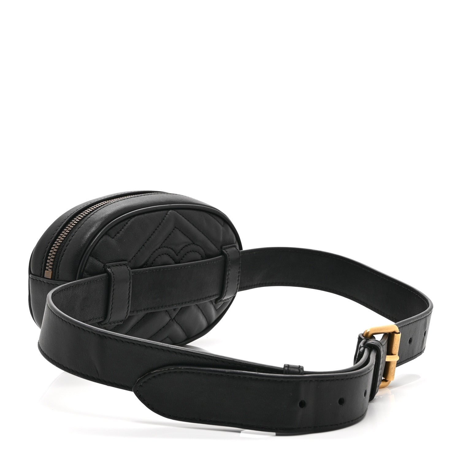 Gucci Calfskin Matelasse GG Marmont Belt Bag 85 34 Black 3 of 12
