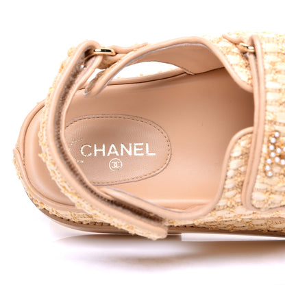 Chanel Braided Fabric Velcro Dad Sandals 38.5 Beige 8 of 11