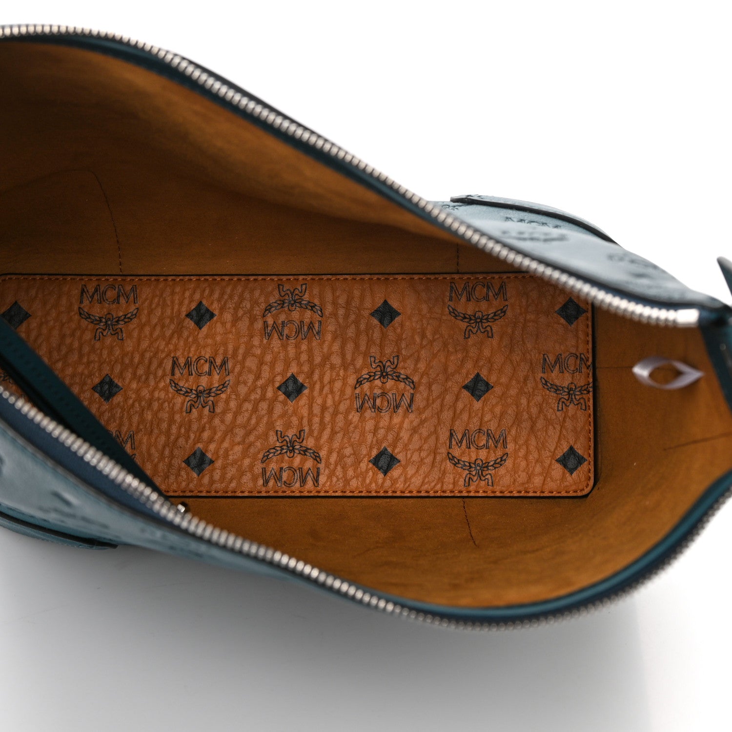 MCM Calfskin Ottomar Monogram Medium Klara Hobo Blue 6 of 12