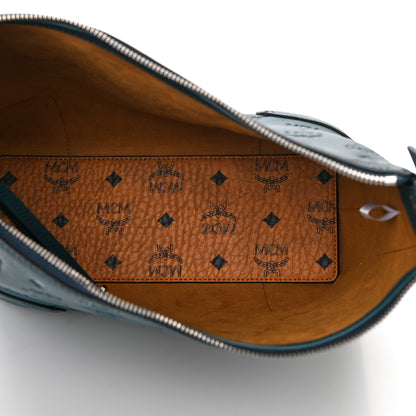 MCM Calfskin Ottomar Monogram Medium Klara Hobo Blue 6 of 12