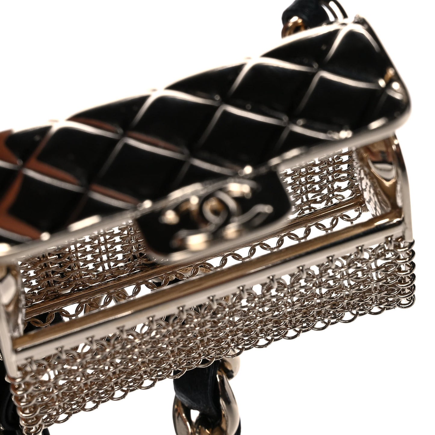 Lambskin Chain CC Flap Bag Belt 80 Black Gold