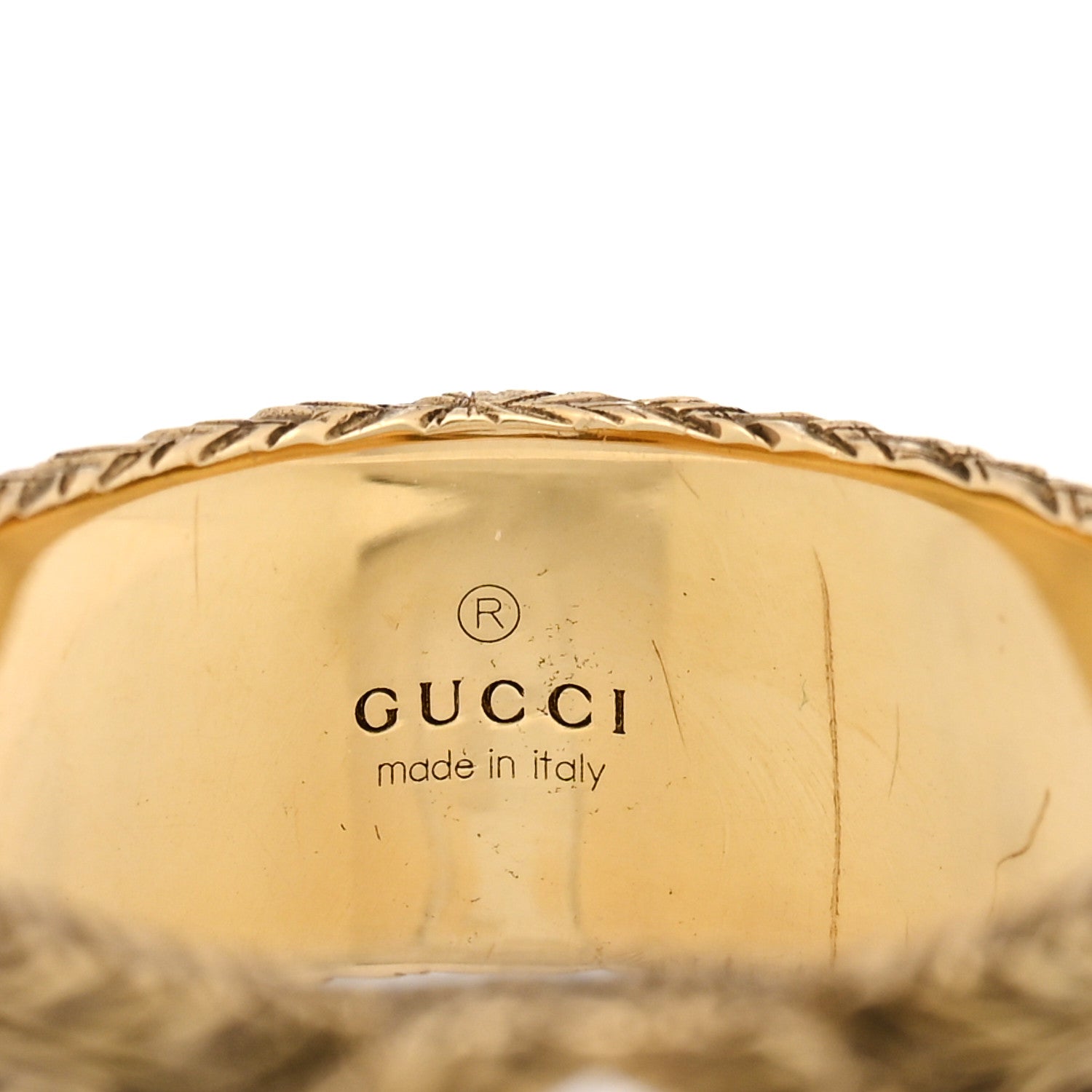 Gucci 18K Yellow Gold Interlocking G Arabesque Ring 55 7.25 4 of 6