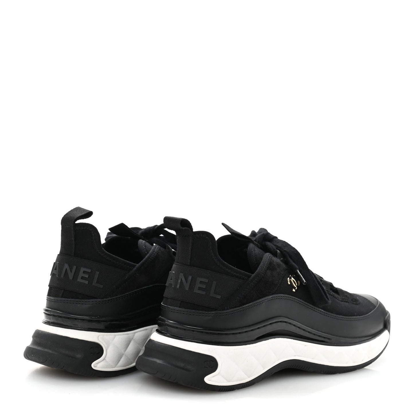 Velvet Calfskin Mixed Fibers CC Sneakers 39.5 Black