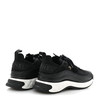 Chanel Velvet Calfskin Mixed Fibers CC Sneakers 39.5 Black 5 of 9