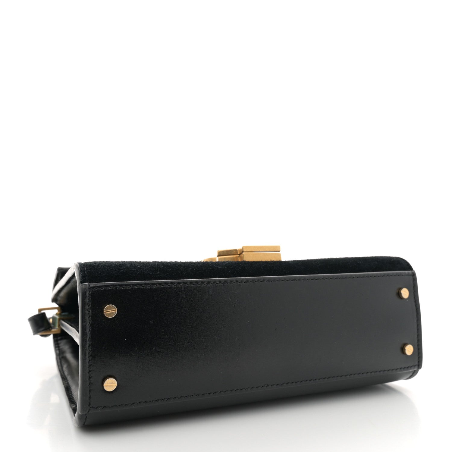 Saint Laurent Suede Leopard Print Mini Classic Monogram Cassandra Top Handle Manto Naturale Black 4 of 11