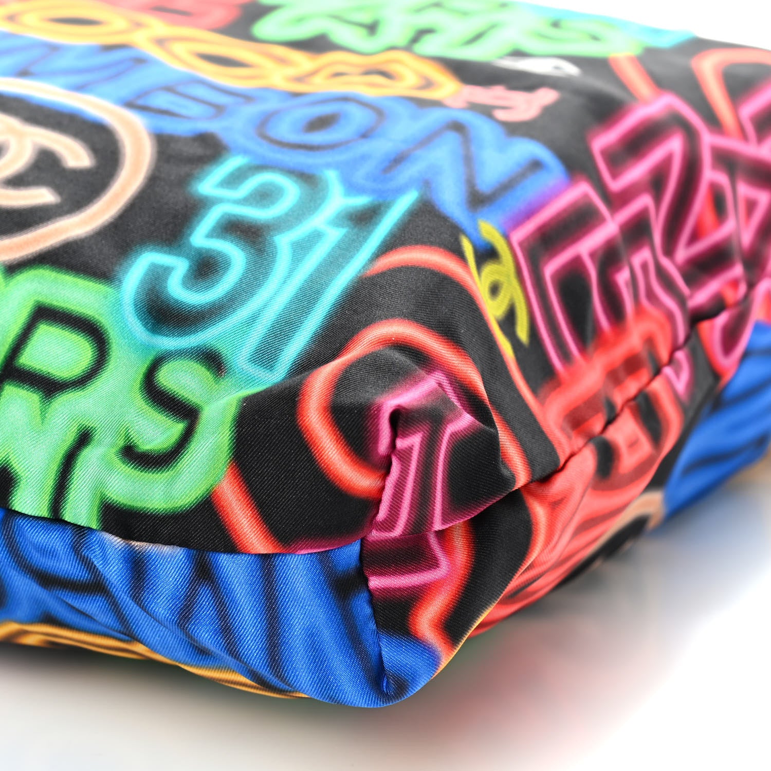 Chanel Caviar Fabric Graffiti Foldable Tote Bag With Chain Black Multicolor 13 of 13