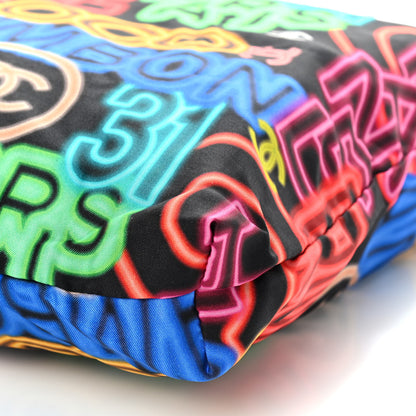 Chanel Caviar Fabric Graffiti Foldable Tote Bag With Chain Black Multicolor 13 of 13