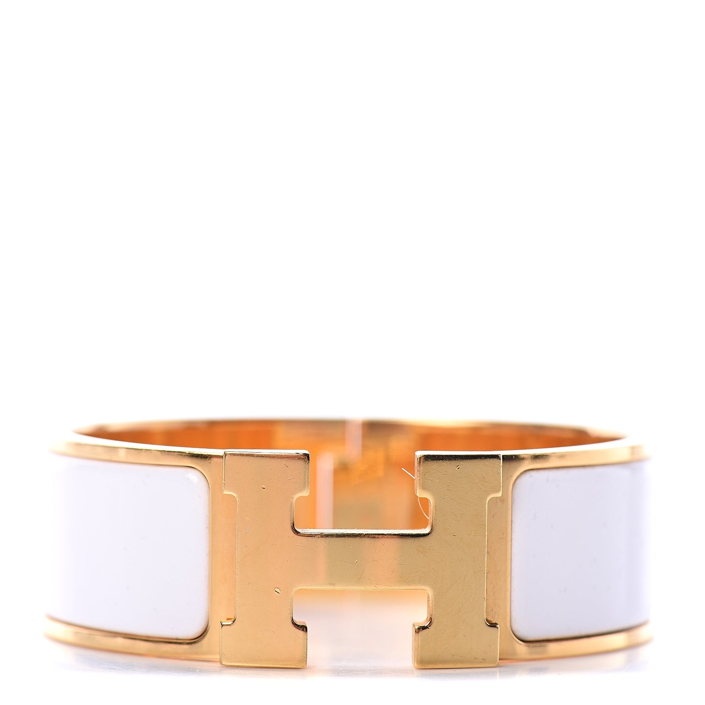 Enamel Wide Clic Clac H Bracelet PM White