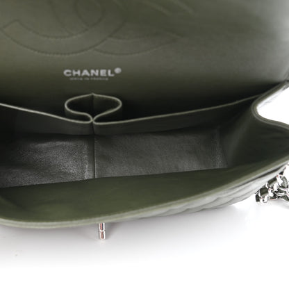 Chanel Caviar Quilted Jumbo Double Flap Dark Green 5 of 10