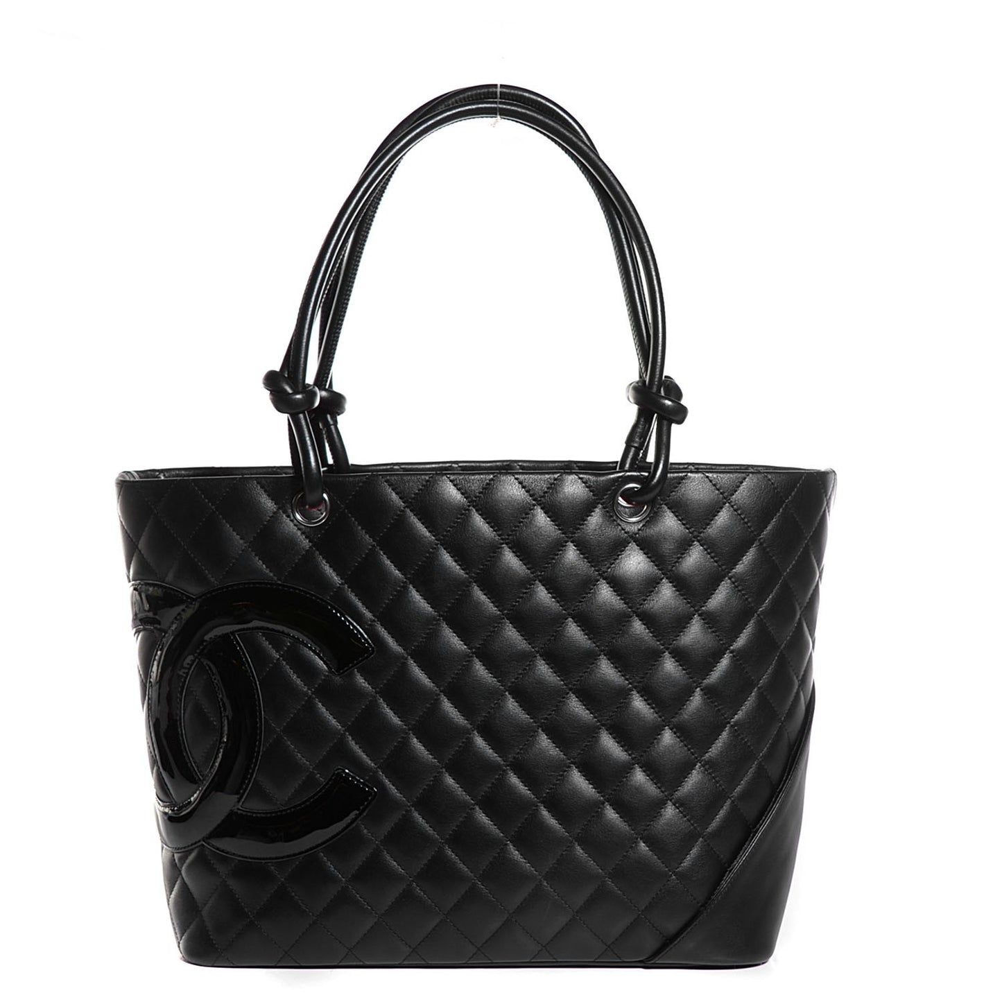 Calfskin Quilted Large Cambon Tote Black