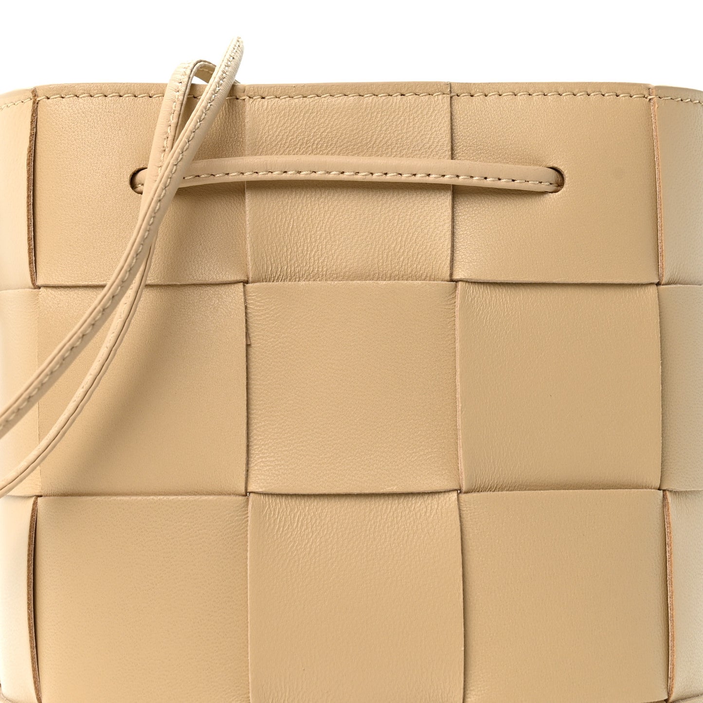 Lambskin Maxi Intrecciato Small Cassette Crossbody Bucket Bag Porridge