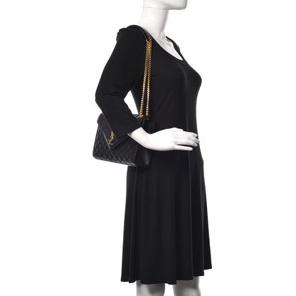 Saint Laurent Grain De Poudre Textured Mixed Matelasse Triquilt Medium Monogram Satchel Black 2 of 11