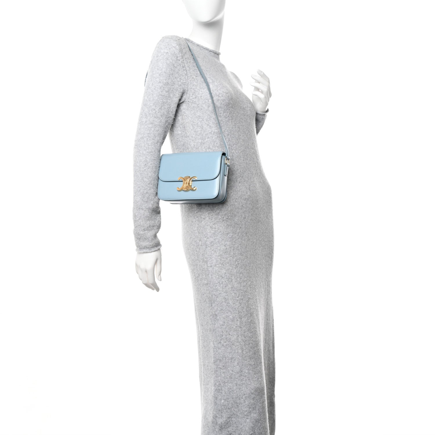 Celine Shiny Calfskin Teen Triomphe California Blue 2 of 10