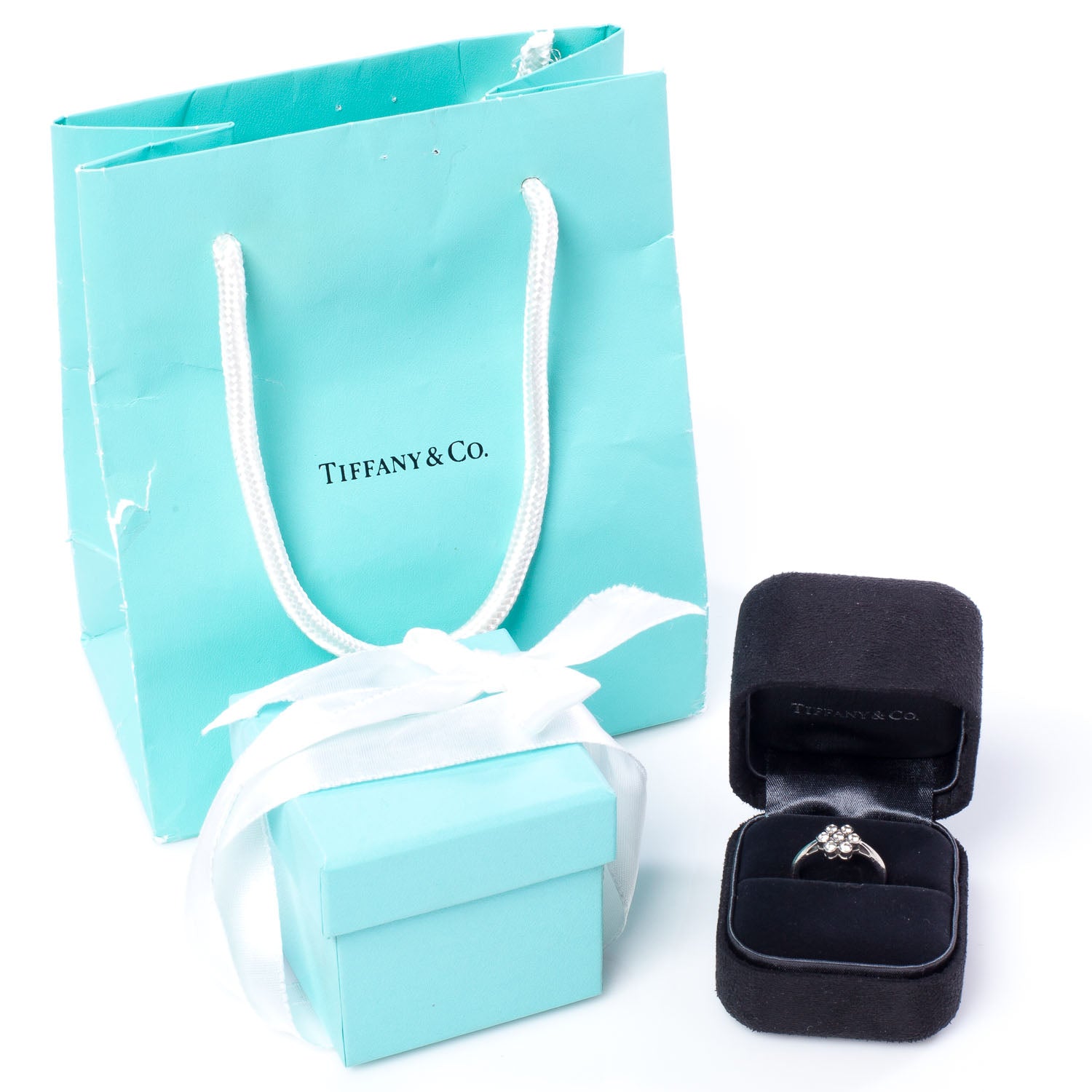 Tiffany Platinum Diamond Flower Ring 5 4 of 4