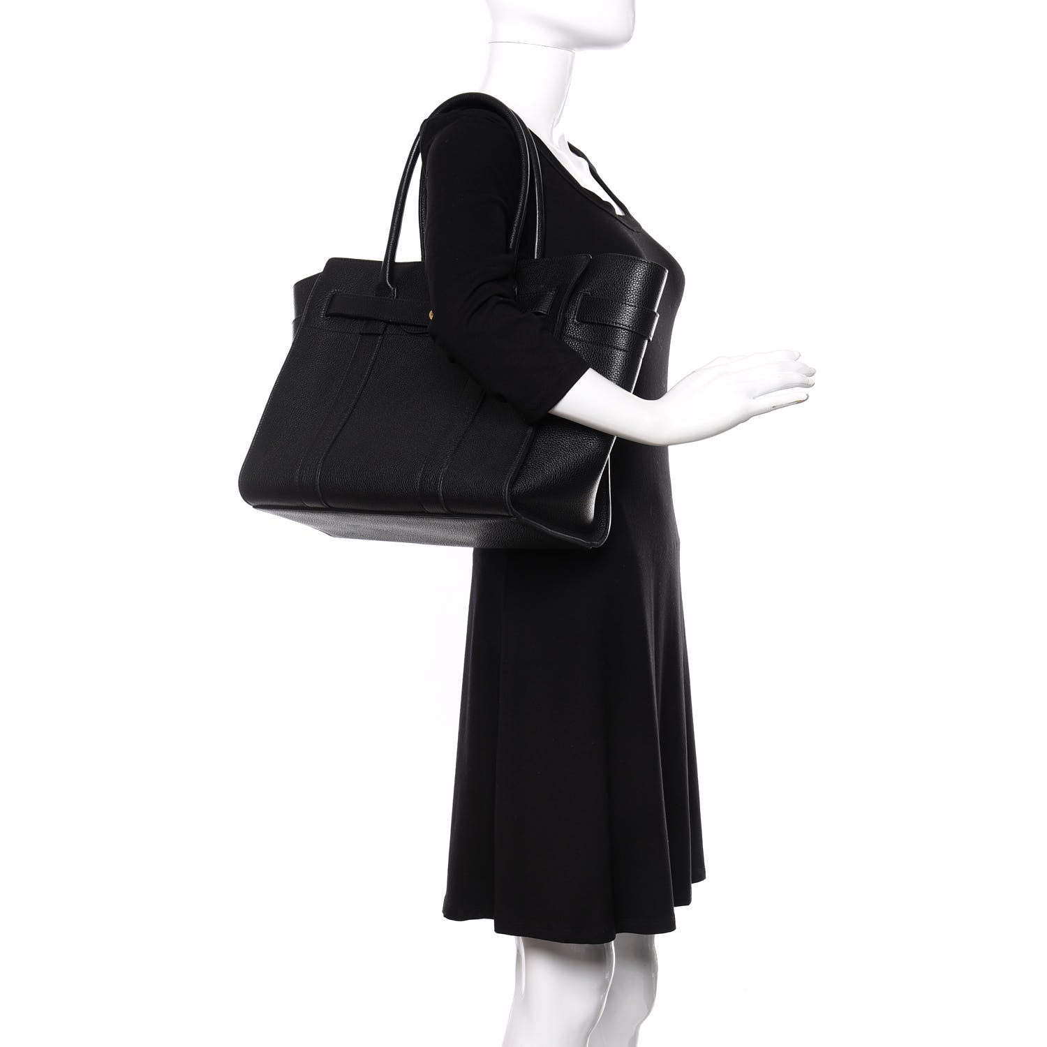 Mulberry Grain Vegetable Tanned Calfskin Zipped Bayswater Black 2 of 17