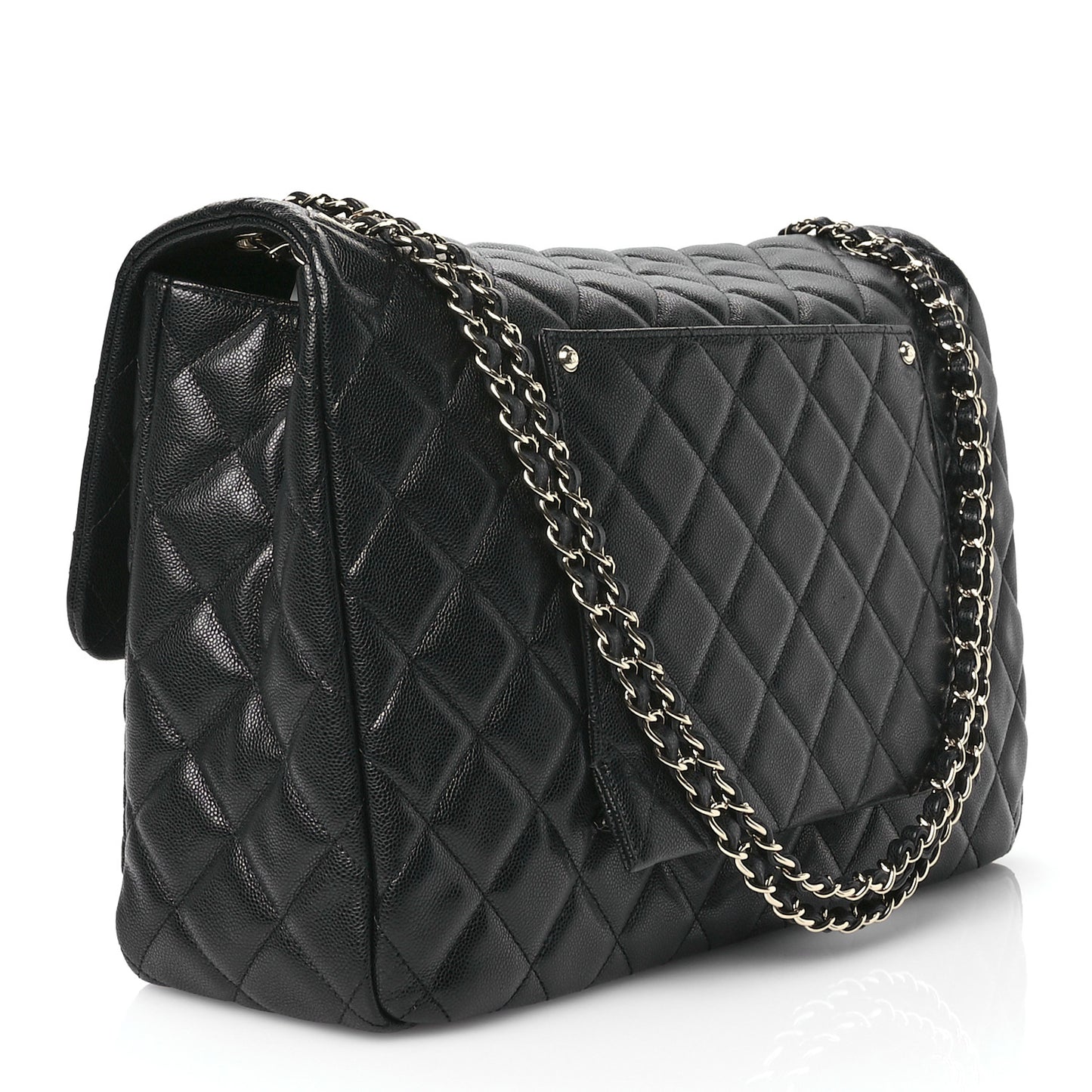 Caviar Quilted XXL Travel Flap Bag Black