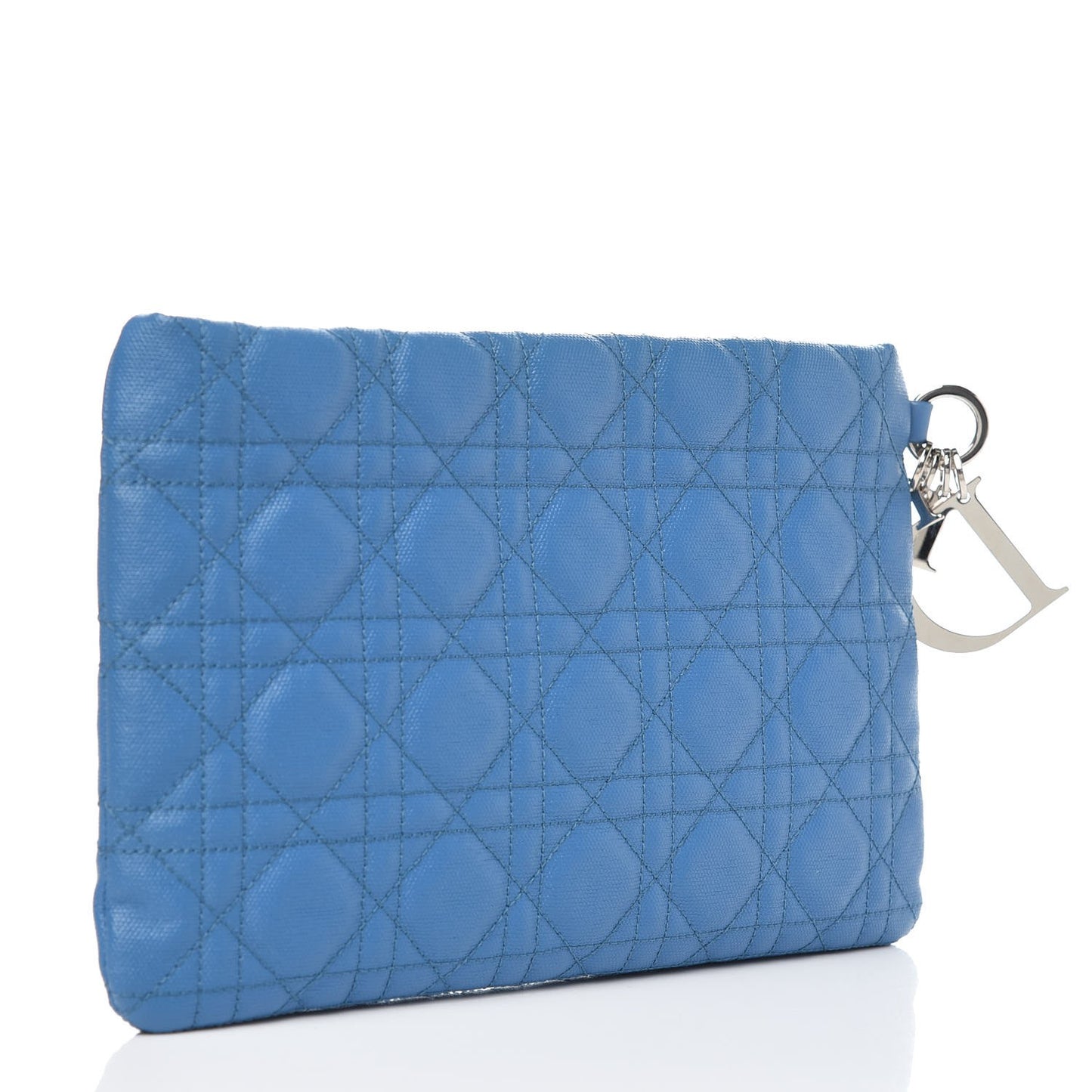 Panerea Canvas Cannage Flat Zip Pouch Cobalt