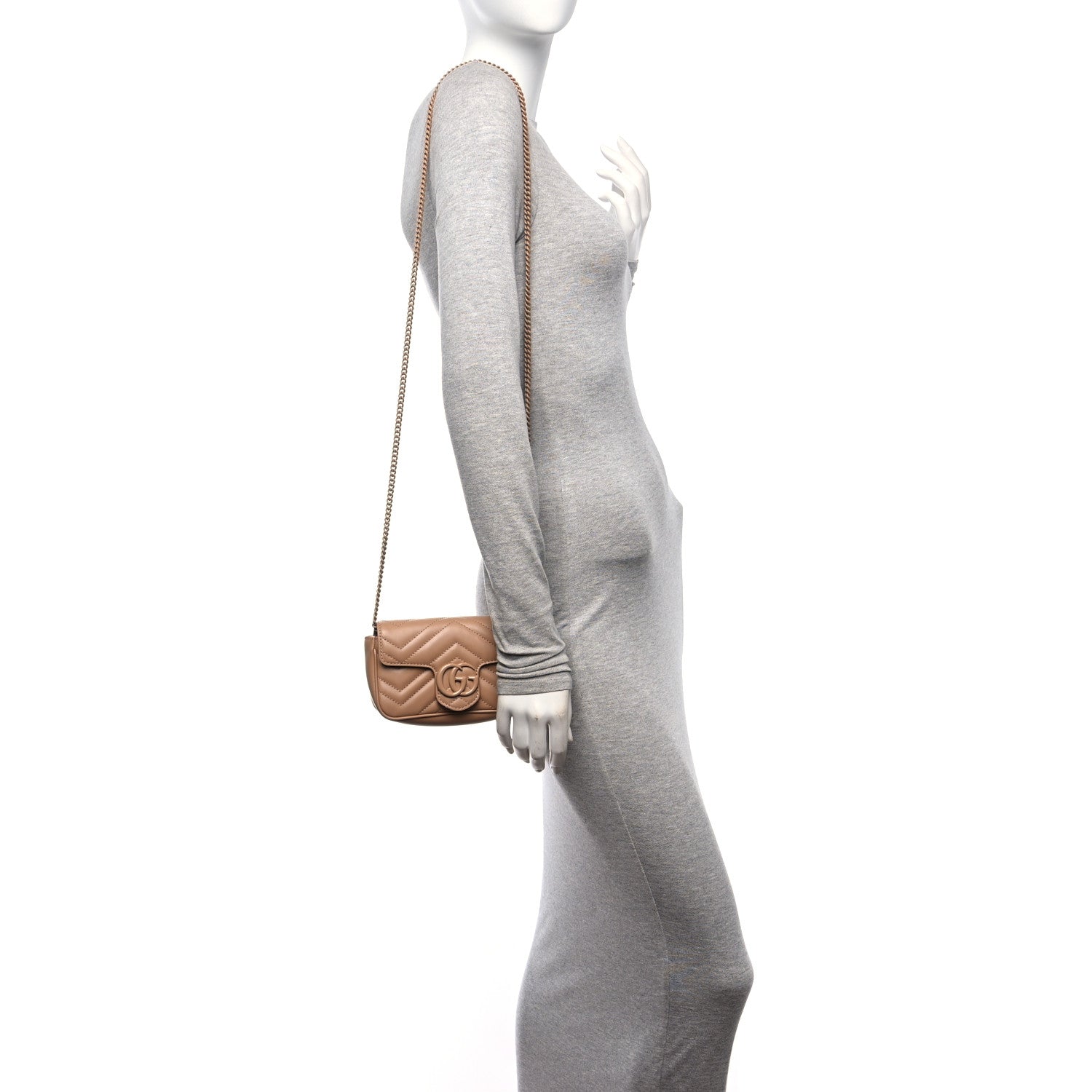 Gucci Calfskin Matelasse Monochrome Super Mini GG Marmont Shoulder Bag Camelia 2 of 11