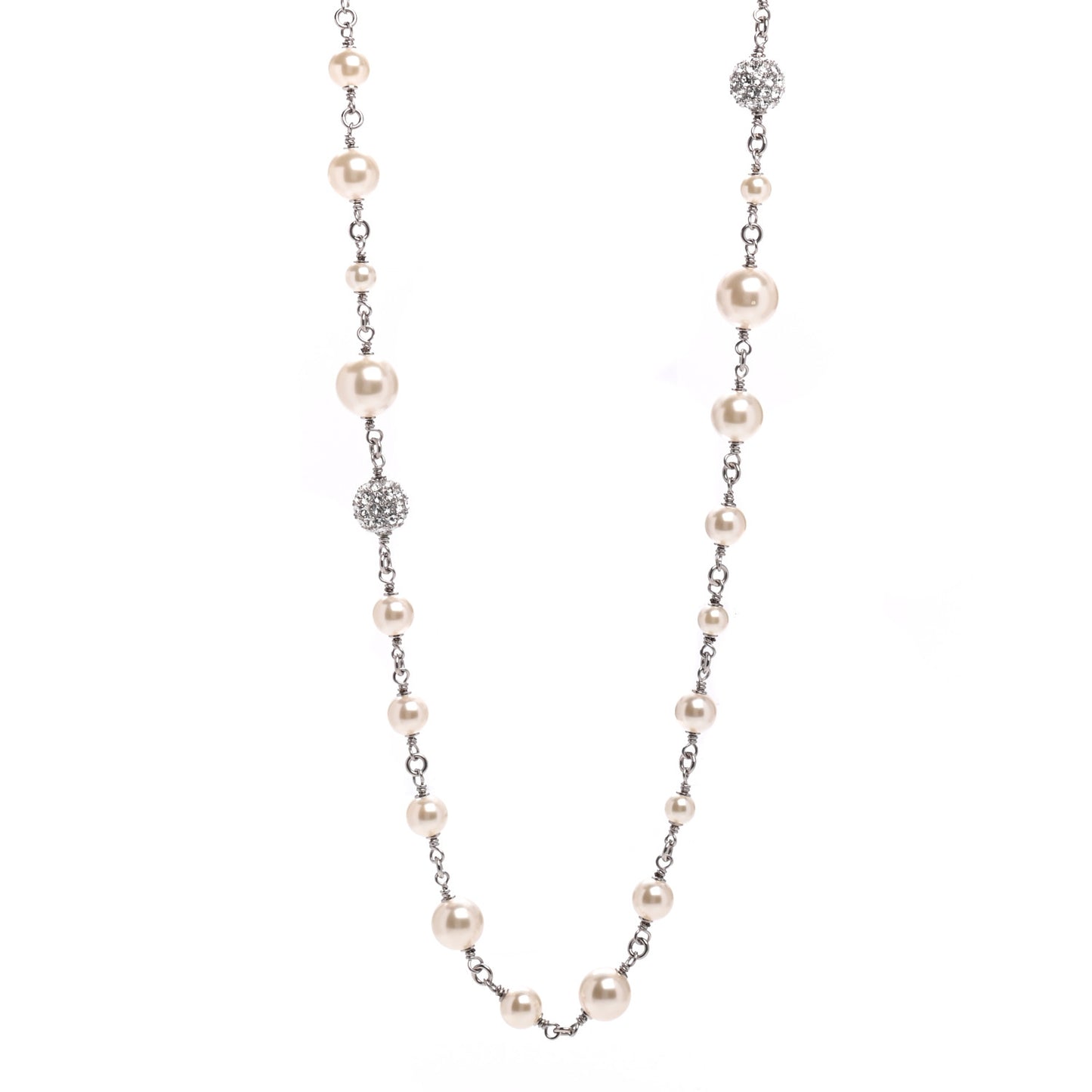 Pearl Crystal CC Starfall Necklace Silver