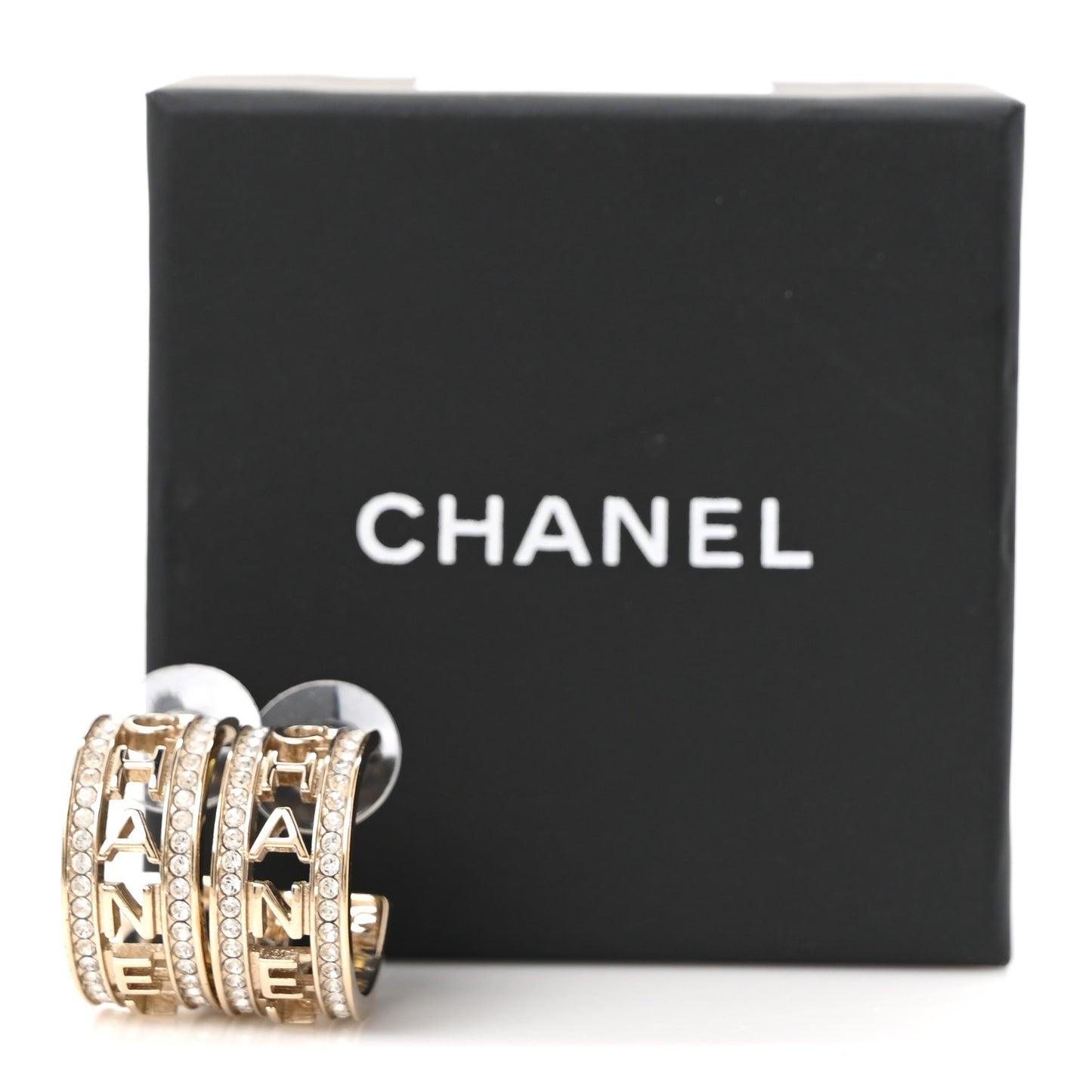 Metal Crystal Bow-tiful CC Hoop Earrings Gold