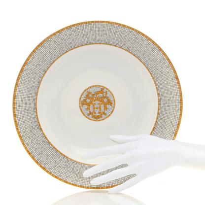 Hermes Porcelain Mosaique Au 24 Soup Bowl Gold 2 of 9
