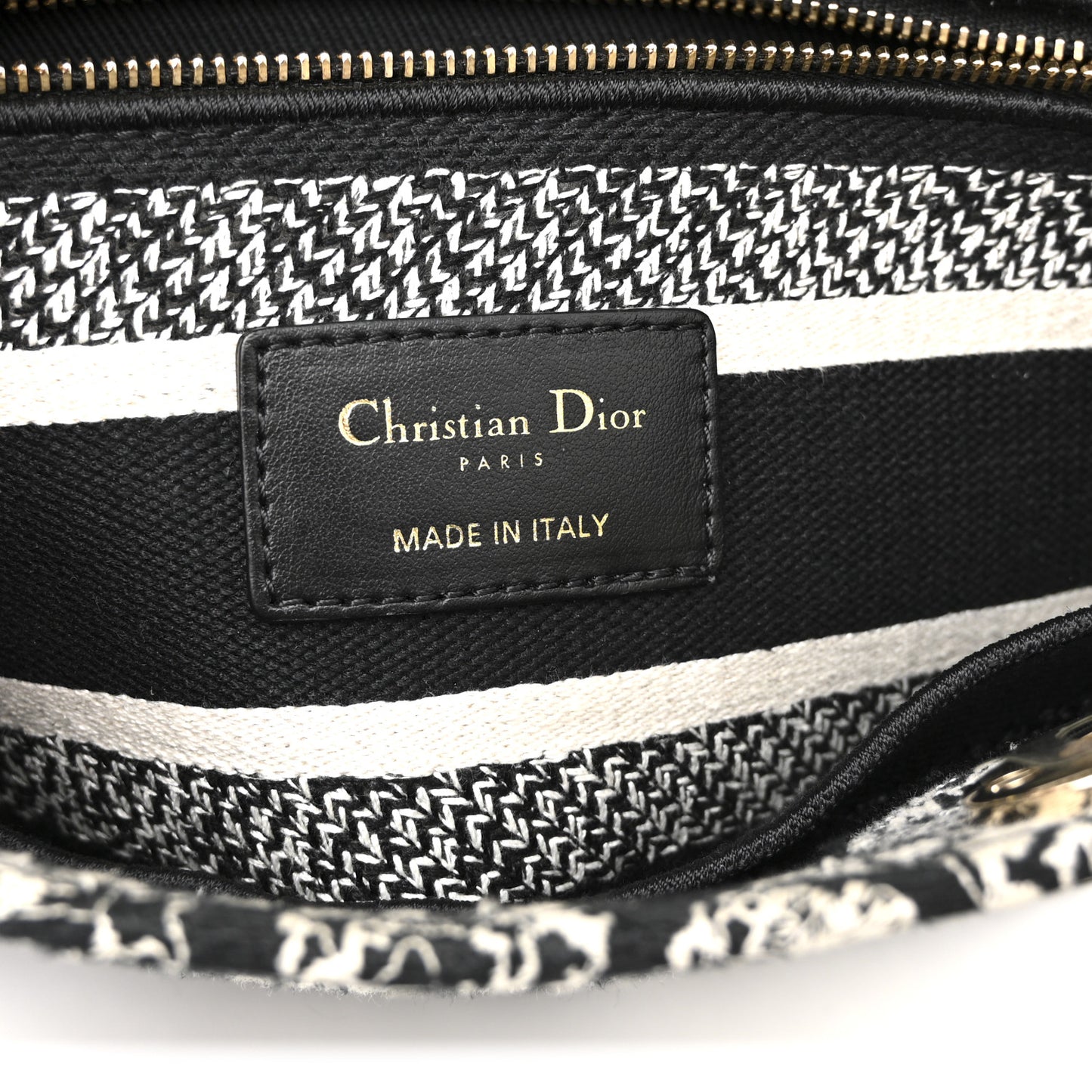 Canvas Embroidered Medium Plan de Paris Lady D-Lite Black White