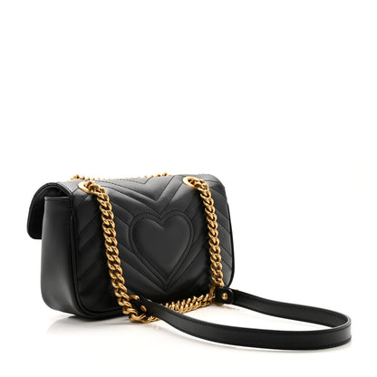 Gucci Calfskin Matelasse Mini GG Marmont Shoulder Bag Black 3 of 10