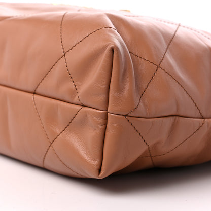 Chanel Shiny Calfskin Quilted Small Chanel 22 Camel 10 of 12