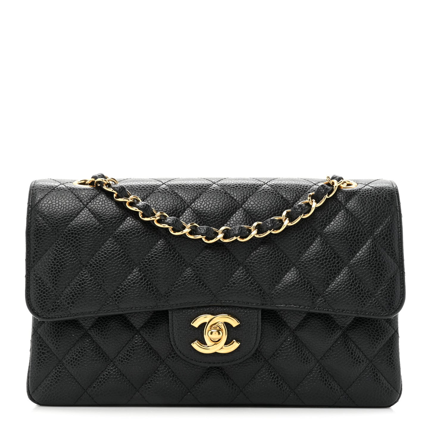 Caviar Quilted Small Double Flap Black