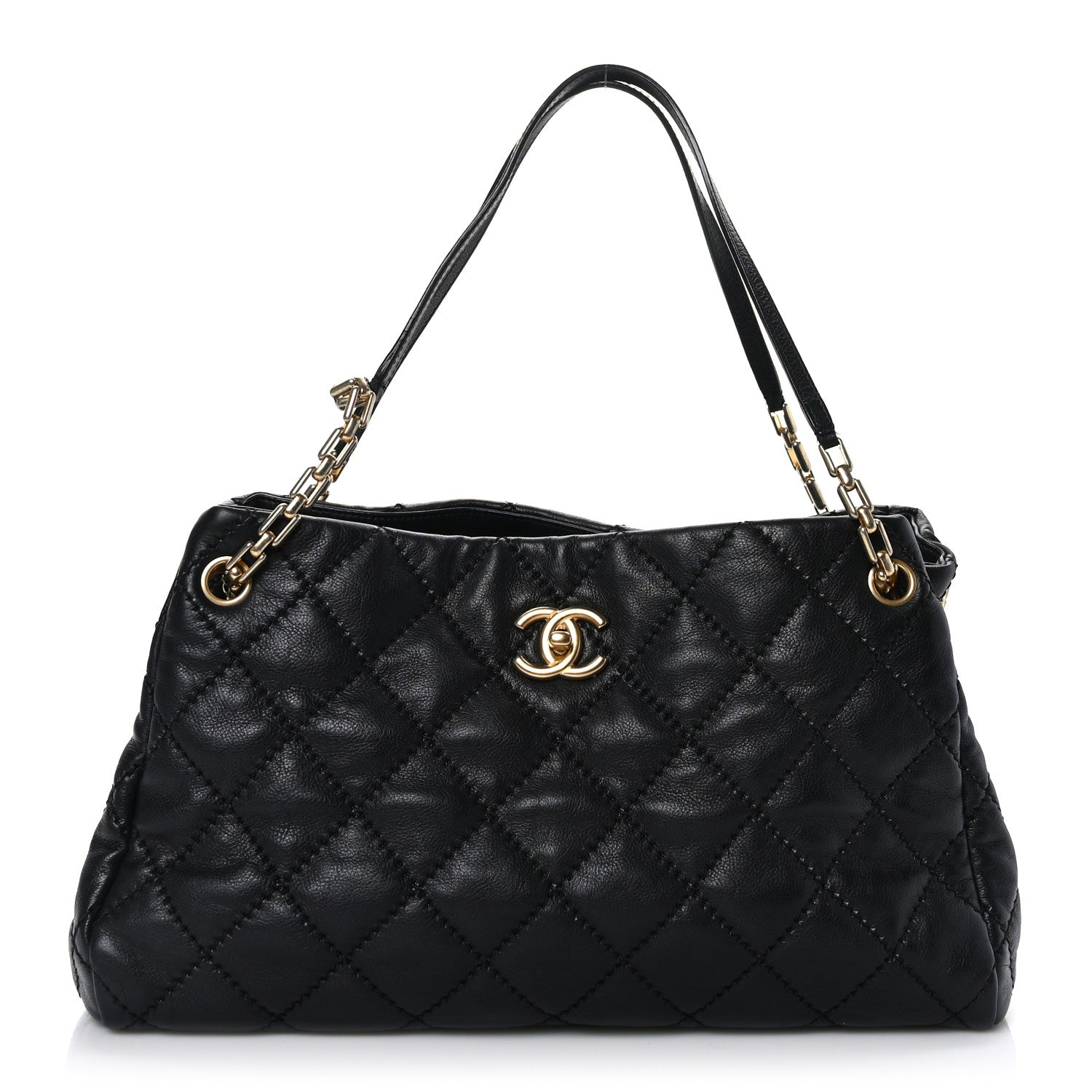 Chanel Calfskin Stitched Large Retro Chain Tote Black 1 of 12