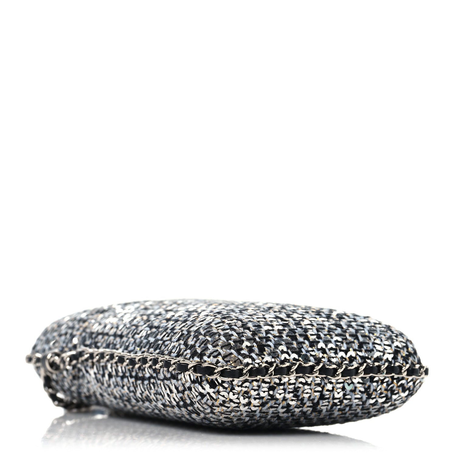 Chanel Tweed Sequin Chain Around Phone Holder Silver Black 4 of 10