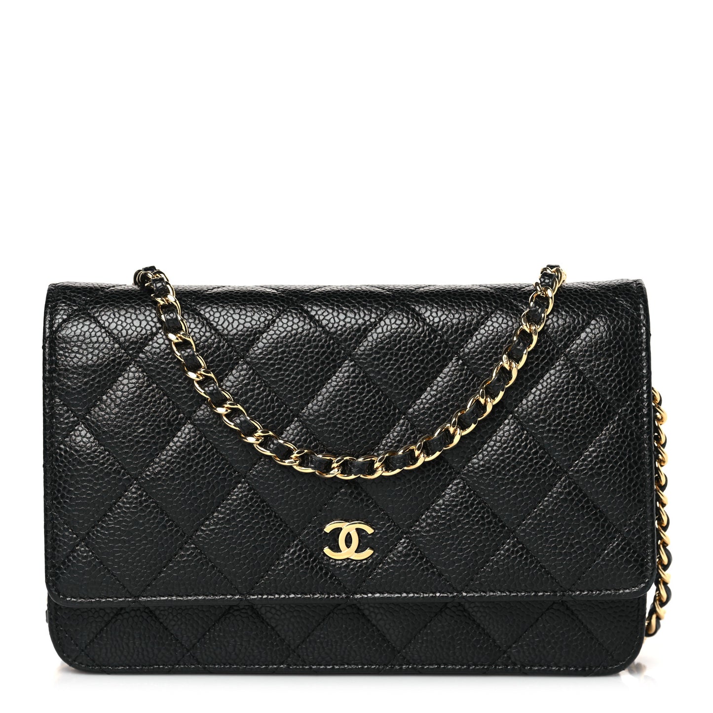 Caviar Quilted Wallet on Chain WOC Black