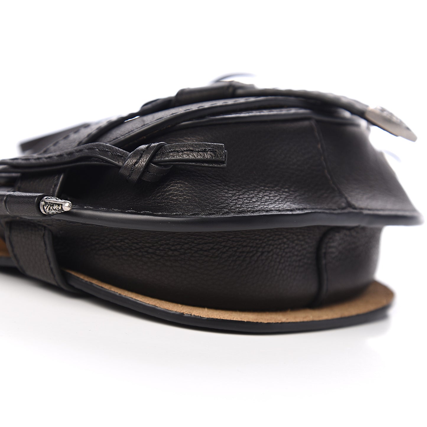 Grained Calfskin Mini Gate Western Crossbody Bag Black