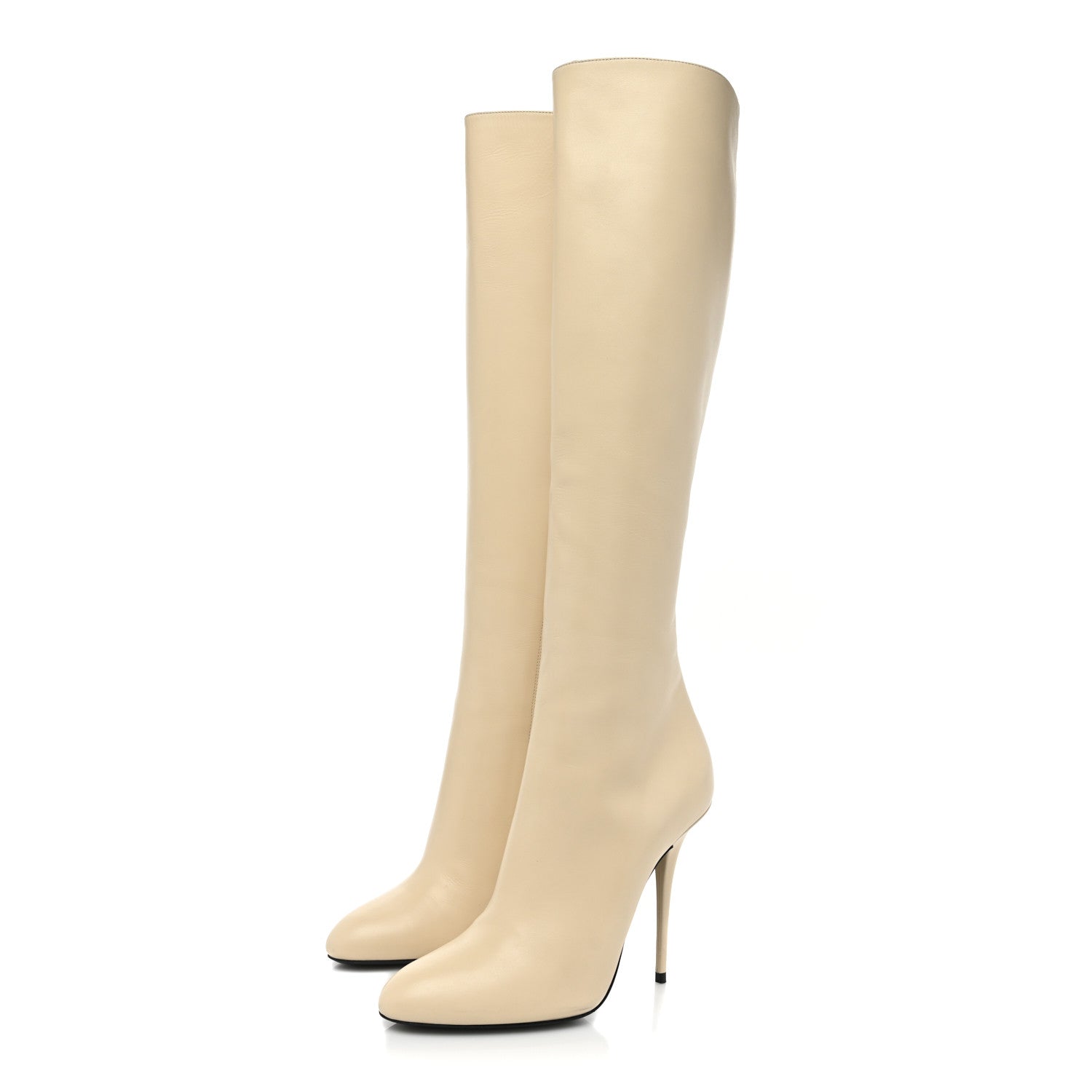 Saint Laurent Smooth Calfskin Linda 100 Knee High Boots 39 Eggshell 3 of 12