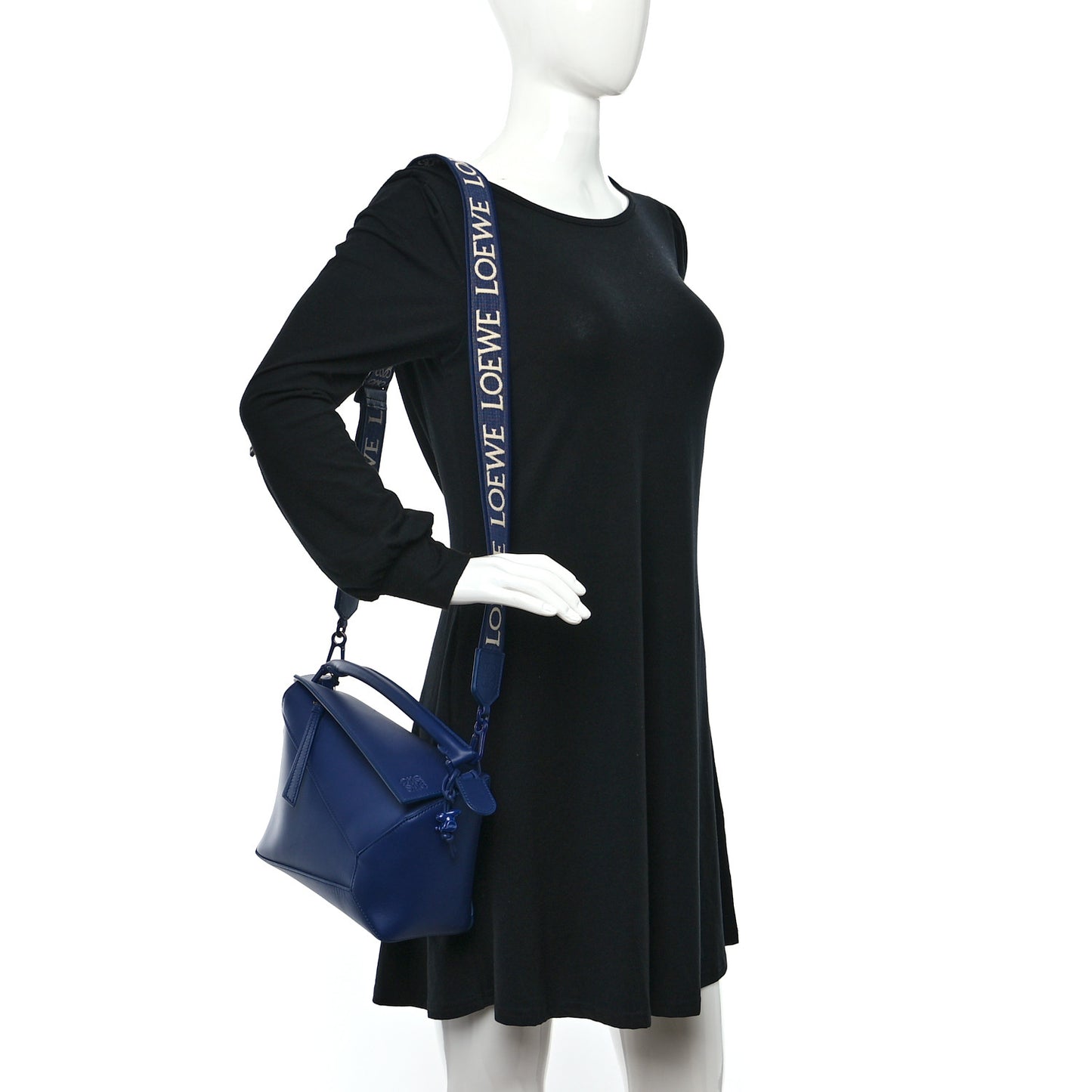 Satin Calfskin Monochrome Small Puzzle Edge Bag Navy