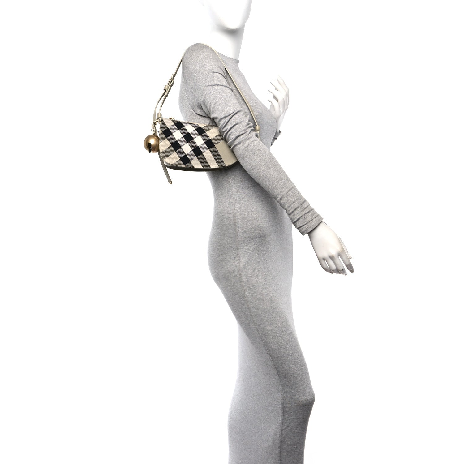 Burberry Jacquard Check Mini Shield Bag Lichen 2 of 10