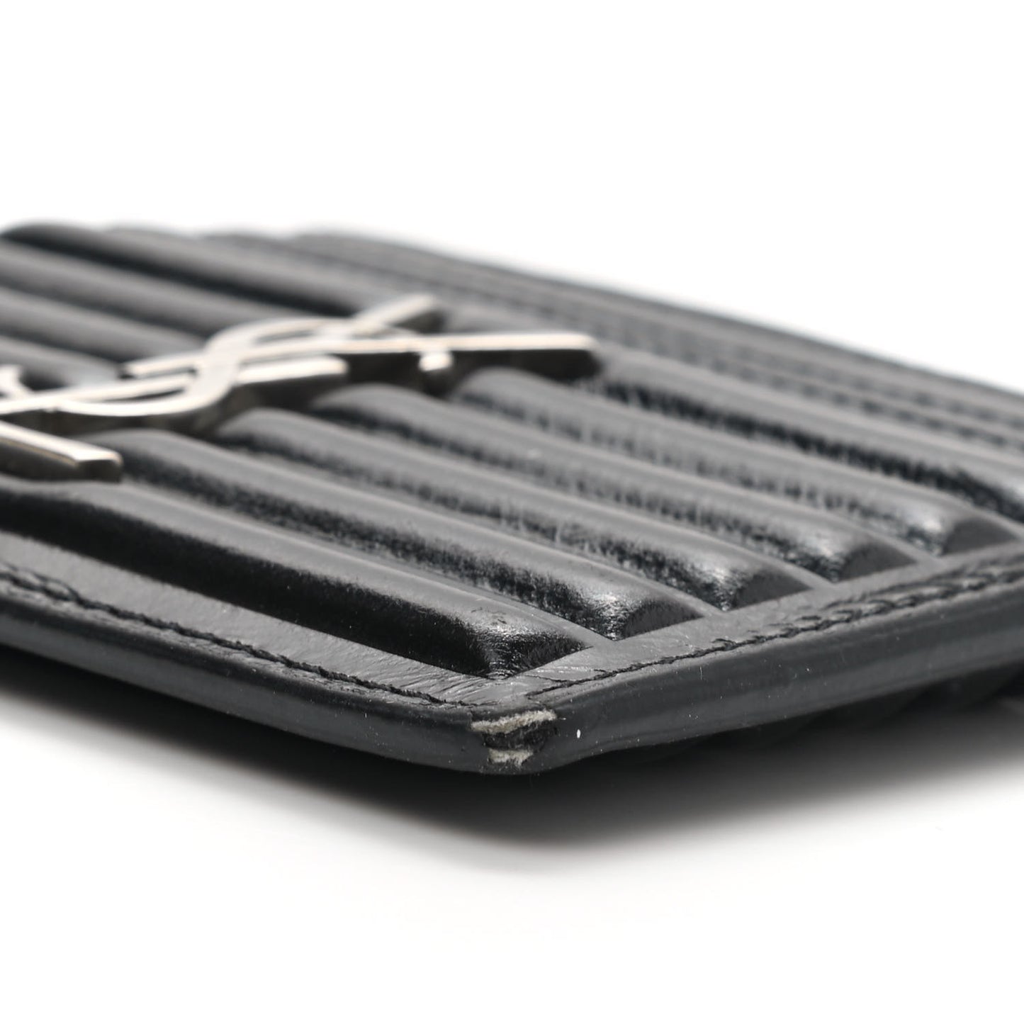 Ribbed Calfskin Opium Monogram Credit Card Case Black
