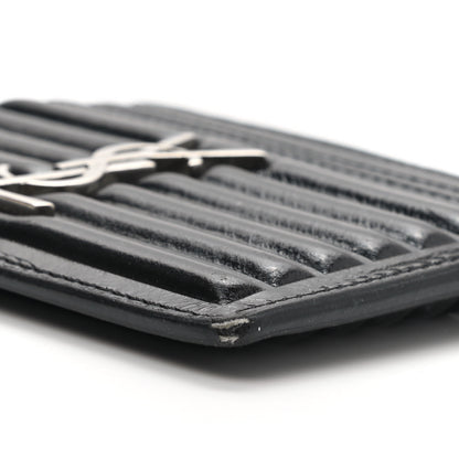 Saint Laurent Ribbed Calfskin Opium Monogram Credit Card Case Black 8 of 10