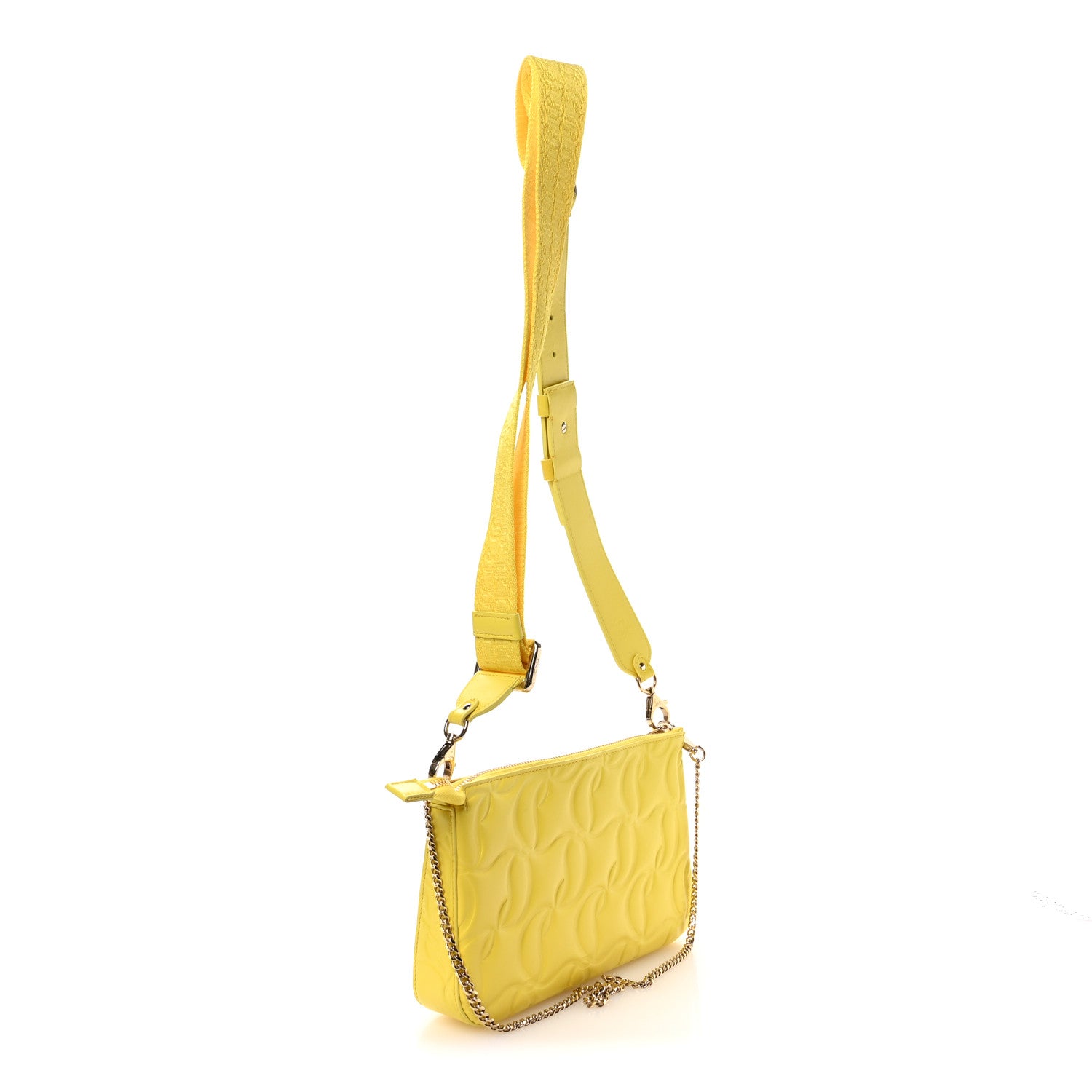 Christian Louboutin Nappa Embossed Loubila Pouch on Chain Yellow Queen 4 of 10