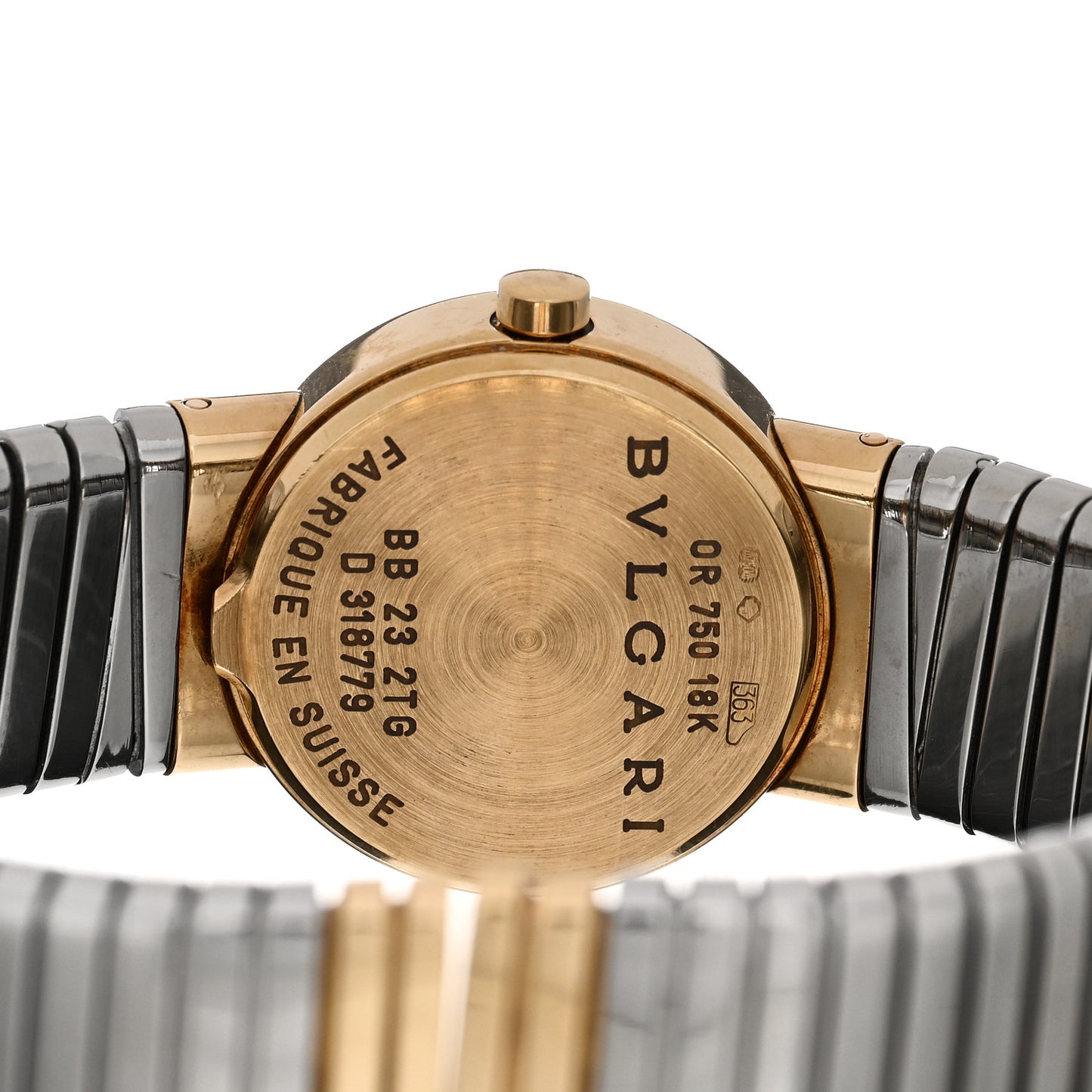 Stainless Steel 18K Yellow Gold 23mm Tubogas Quartz Watch Black