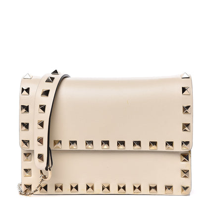 Valentino Garavani Vitello Mini Rockstud Flap Wallet on Chain Ivory 1 of 11