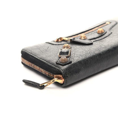 Balenciaga Agneau Giant 12 Rose Gold Hardware Continental Zip Around Wallet Black 7 of 8